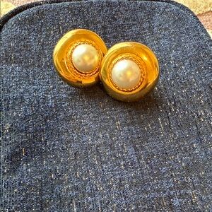 Anthropologie Gold and Pearl Stud Earrings